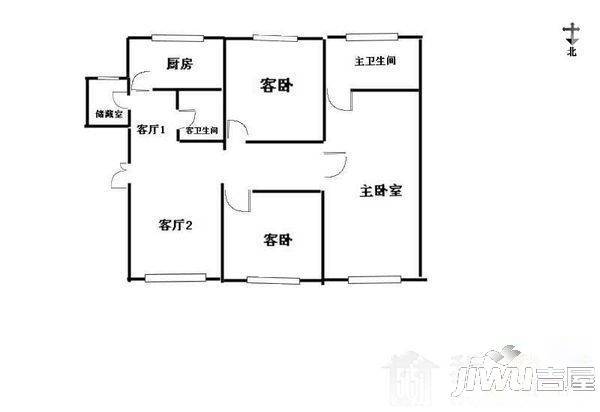 金山桔园二期景园3室2厅2卫97㎡户型图