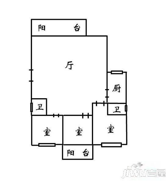 金山桔园二期景园3室2厅2卫97㎡户型图