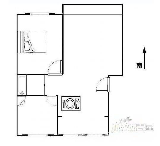 罗建新村2室1厅1卫48㎡户型图