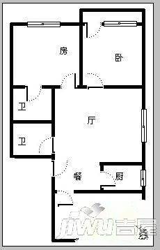 建福小区2室1厅1卫58㎡户型图