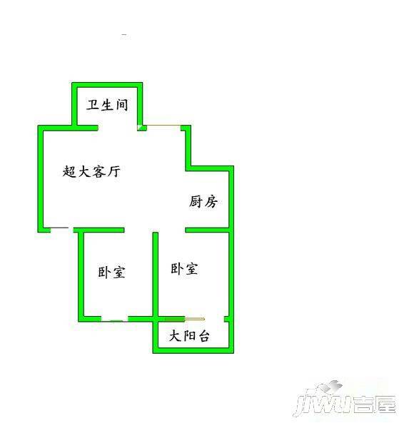 建福小区2室1厅1卫58㎡户型图