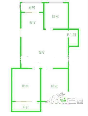 建福小区2室1厅1卫58㎡户型图