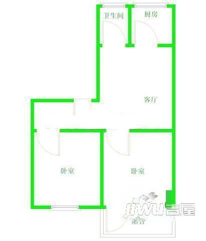 建福小区2室1厅1卫58㎡户型图