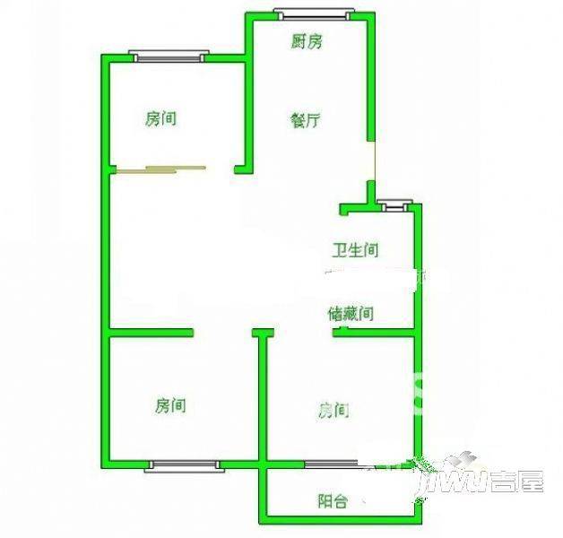 复园小区1室1厅1卫30㎡户型图