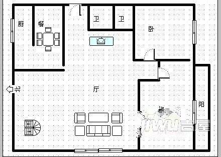 复园小区1室1厅1卫30㎡户型图