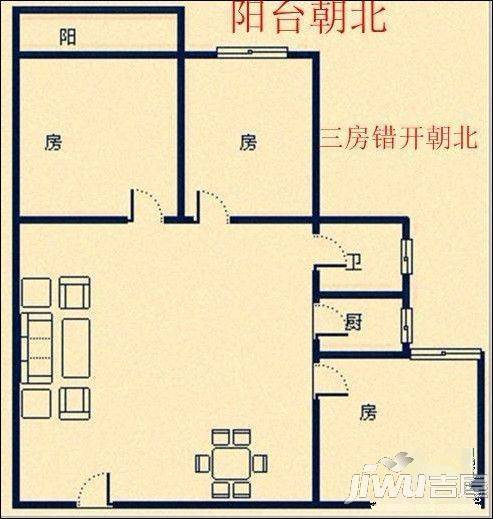 新西洪2室1厅1卫69㎡户型图