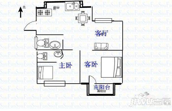 新西洪2室1厅1卫69㎡户型图