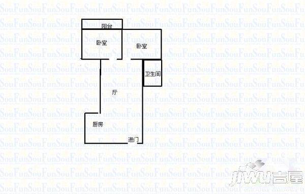 英泰第一城B区2室2厅1卫75㎡户型图