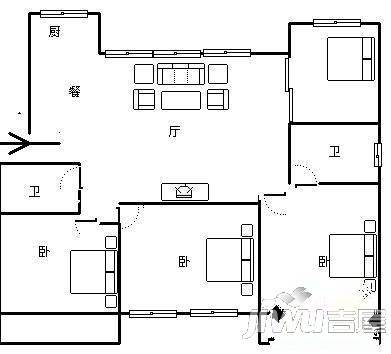 益力公寓3室2厅1卫115㎡户型图