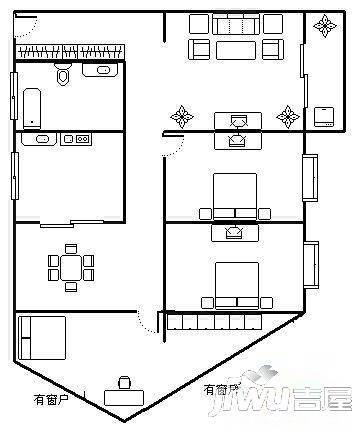 益力公寓3室2厅1卫115㎡户型图