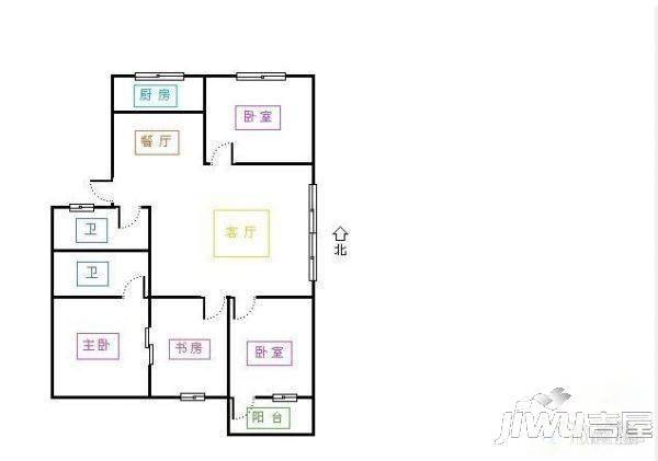 温泉公寓3室2厅2卫114㎡户型图