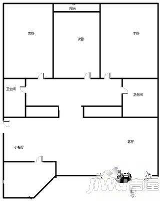 维多利亚海湾2室2厅1卫58㎡户型图