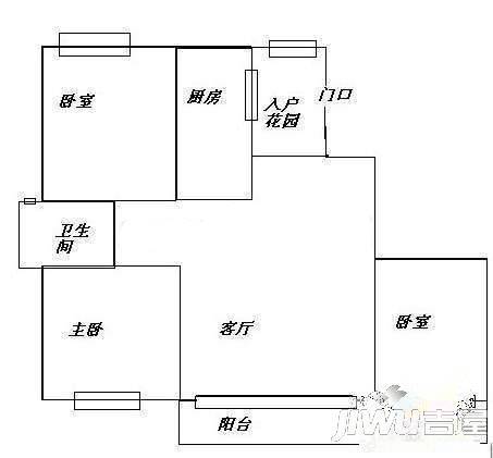 金山桔园三期3室2厅1卫85㎡户型图