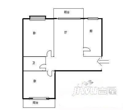 金山桔园三期3室2厅1卫85㎡户型图