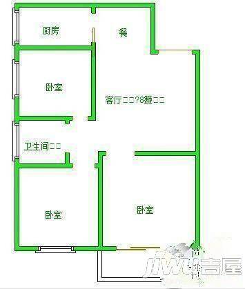 金山桔园三期3室2厅1卫85㎡户型图