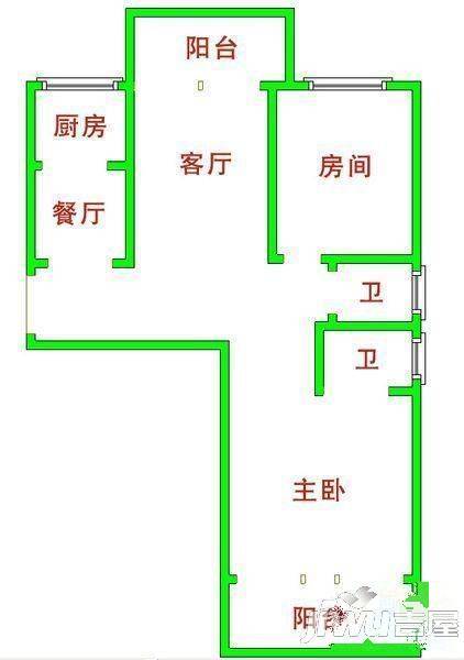 金山桔园三期3室2厅1卫85㎡户型图