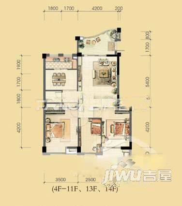 海西幸福港2室1厅1卫56㎡户型图