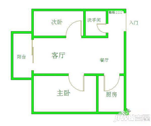 海西幸福港2室1厅1卫56㎡户型图