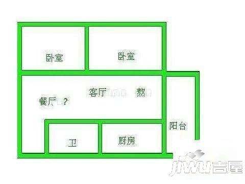 海西幸福港2室1厅1卫56㎡户型图