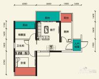 天筑米兰2室2厅1卫65.3㎡户型图