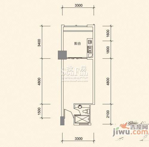 利海亚洲国际1室0厅0卫31.9㎡户型图