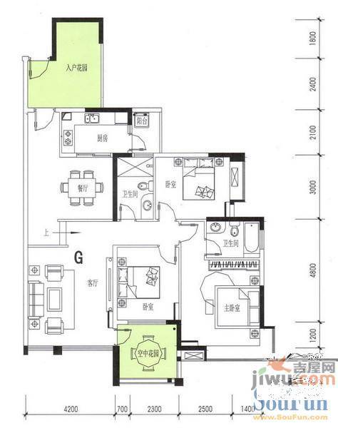 耀凯凤岭一号3室2厅2卫132.6㎡户型图