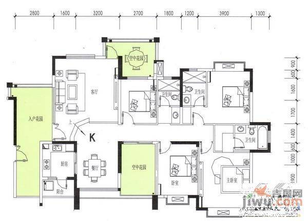 耀凯凤岭一号4室2厅3卫175.1㎡户型图