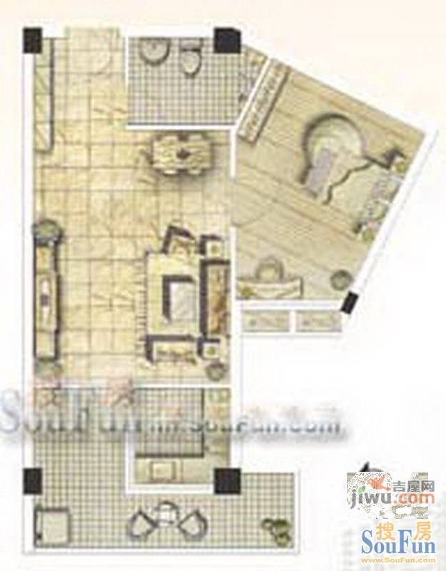 福满花园1室1厅1卫户型图