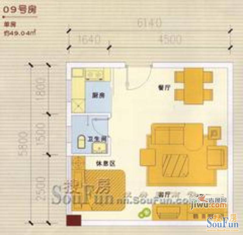 裕丰大厦2室2厅1卫94㎡户型图