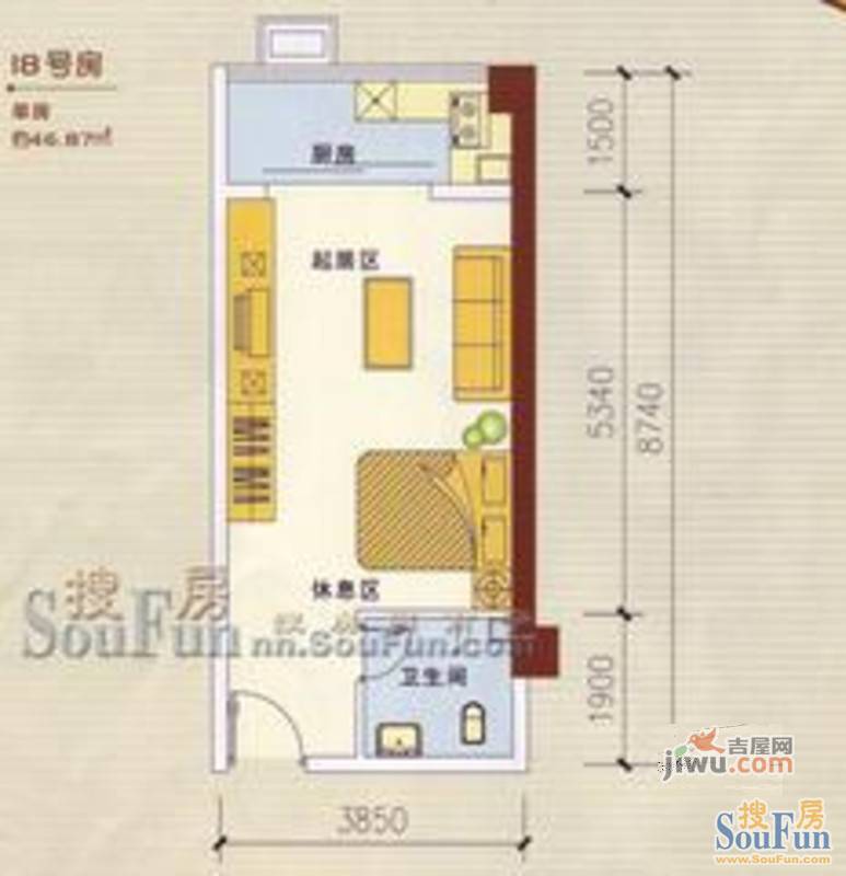 裕丰大厦2室2厅1卫94㎡户型图