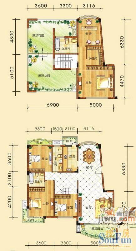 塞纳维拉花园3室2厅2卫140.2㎡户型图