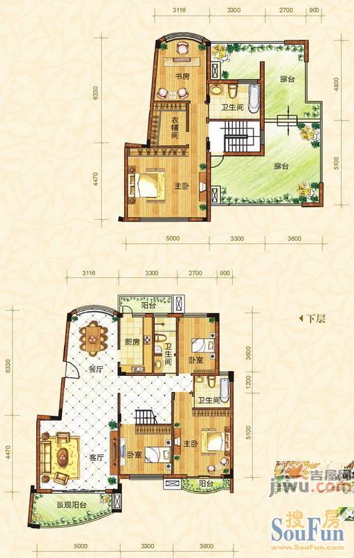 塞纳维拉花园3室2厅2卫137.5㎡户型图