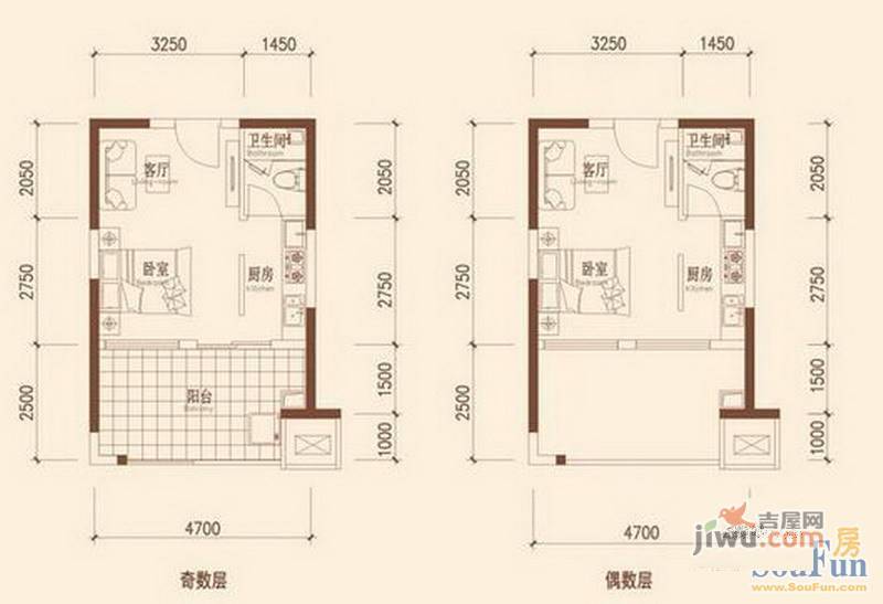 盛天国际3室2厅2卫92㎡户型图