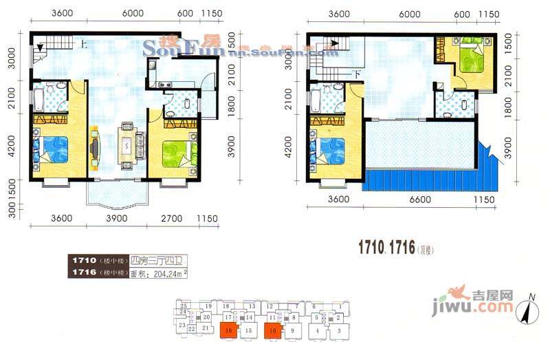 恒大新城3室3厅2卫140.9㎡户型图