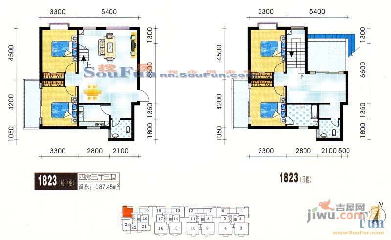 恒大新城3室3厅2卫140.9㎡户型图