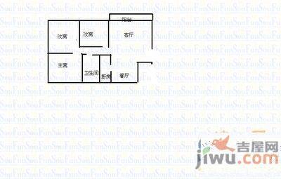 长湖香格里拉二期3室2厅2卫130㎡户型图