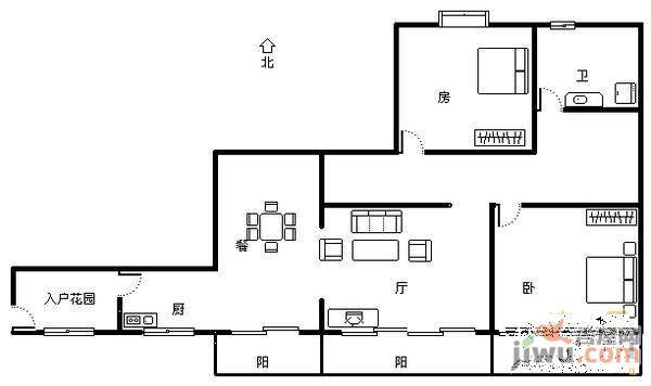 广西区人防办生活区3室2厅1卫户型图