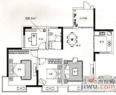 宝城花园3室2厅2卫户型图