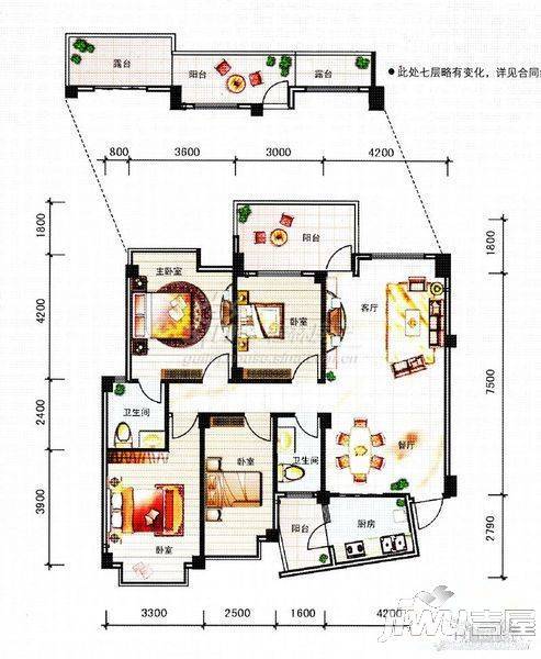 竹溪苑3室2厅2卫户型图