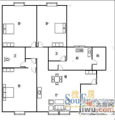 金碧苑3室1厅2卫户型图