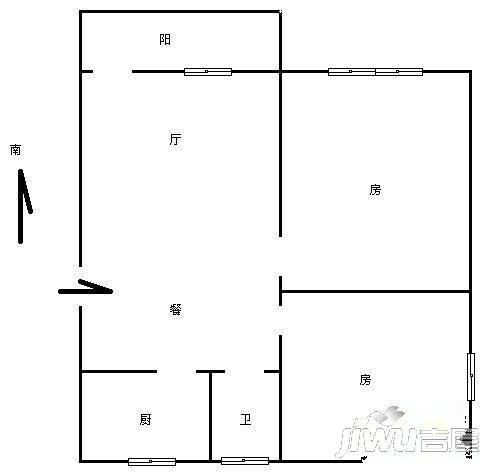 新竹公寓3室2厅2卫户型图