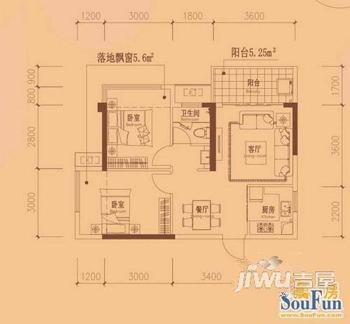 昌泰金华园2室2厅1卫户型图