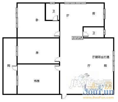 畔园居3室2厅2卫户型图