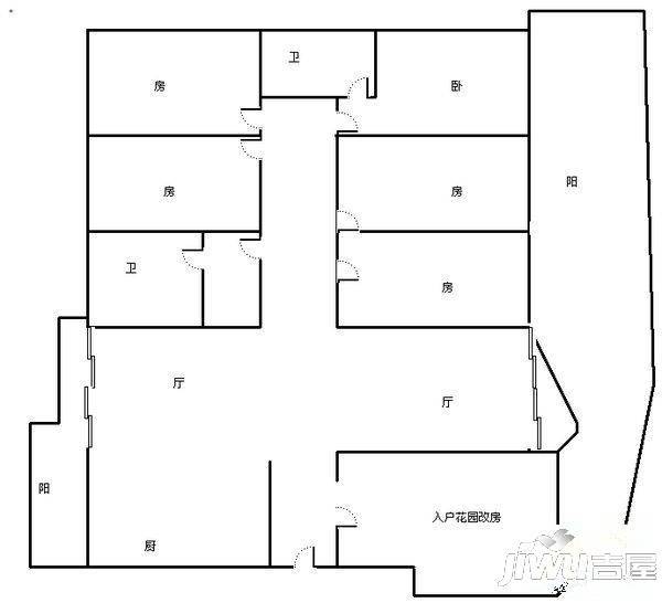 柬埔寨园3室2厅2卫户型图