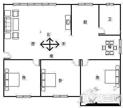 桂豪花园3室2厅2卫户型图