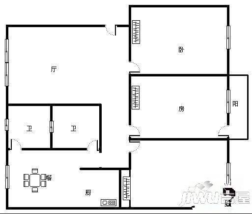 广西二建宿舍3室2厅0卫户型图
