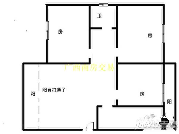 北大公寓3室2厅2卫户型图