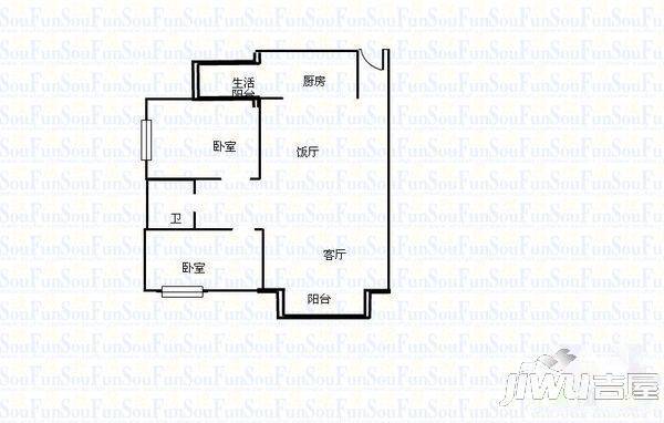 文景园2室2厅1卫93.6㎡户型图