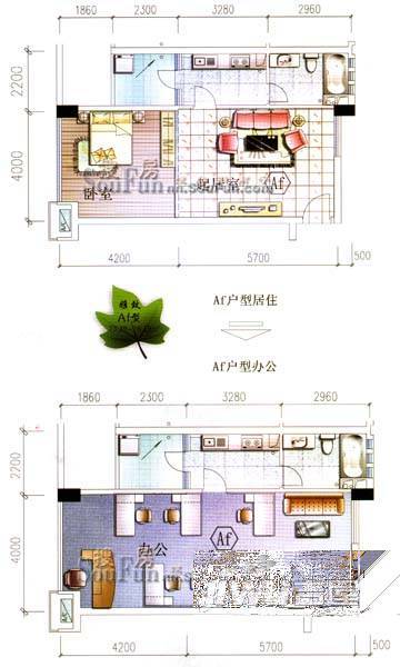 中谷蓝枫3室2厅1卫103.1㎡户型图