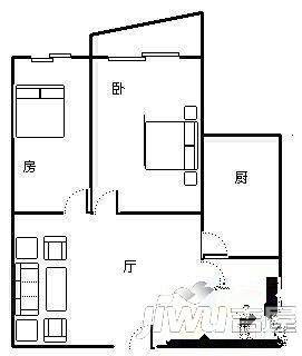 浩天南湖菁钻公寓2室1厅1卫64㎡户型图